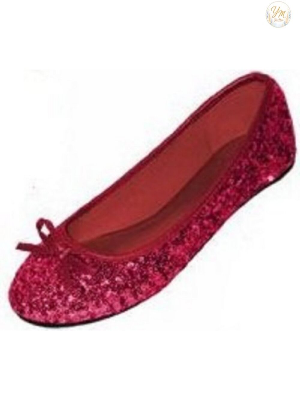 Women's Sequins Glitter Round Toe Ballet Flat with Bow Slip On